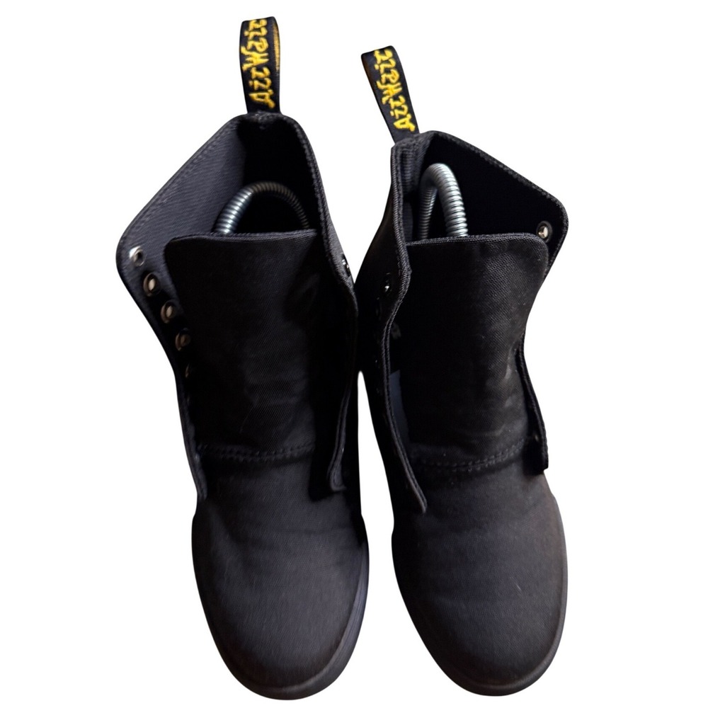 Dr. Martens Sheridan J Kids 2 Black Canvas High Top Combat Boots JY004 PB05T